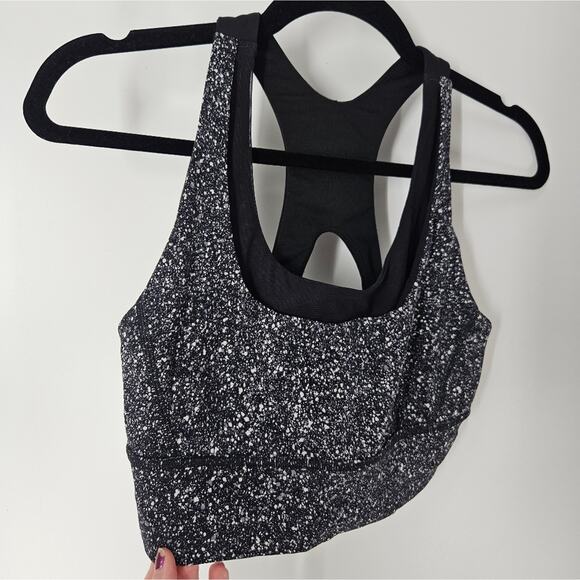 Lululemon Mini Splatter White Black Run Stuff Your Bra Long Line Bra 8 - Picture 6 of 11